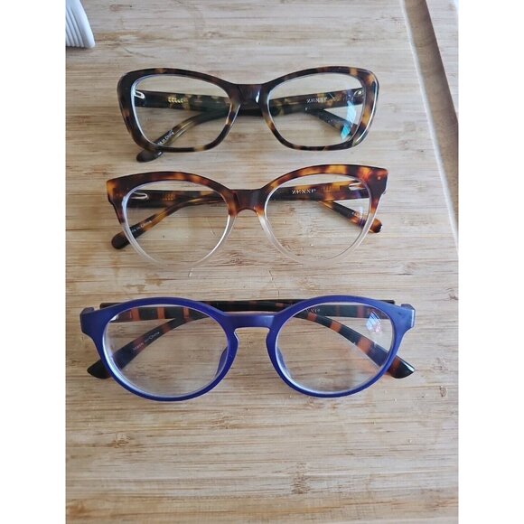 Zenni Eyeglasses Women’s Frames Lot of 3 With Case Various Styles & Shapes - Picture 1 of 11